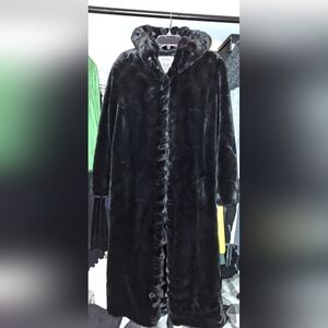 Marvin Richards Black Faux Fur Trench Coat